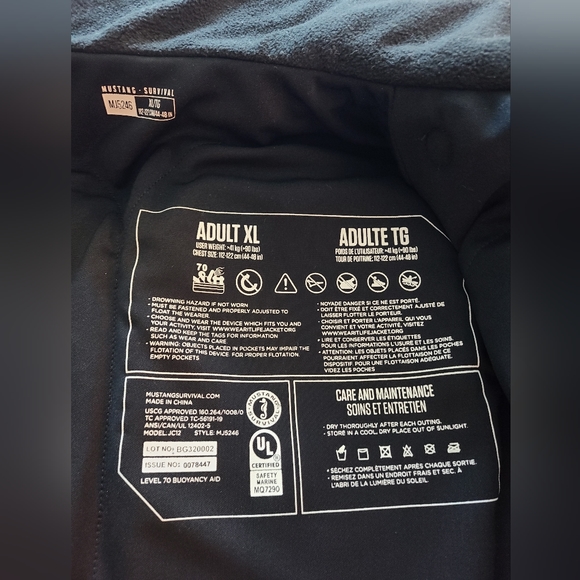 XL Mustang survival catalyst floatation jacket - Picture 3 of 4